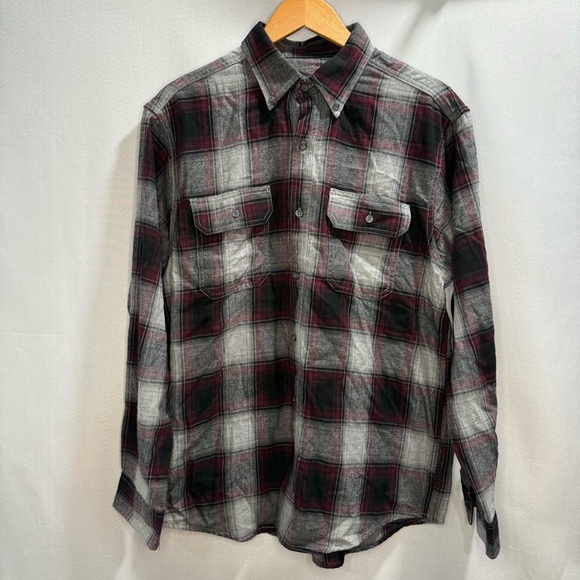 Faded Glory Plaid Flannel Button Down Shirt Red Gray Black Men’s Medium - Picture 1 of 3